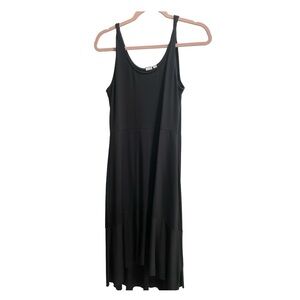 GAP Soft Peplum Hi-Low‎ Hem Sleeveless Midi Dress, Black, size Medium